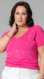 T-shirt Mini Corações Bordado - Divina Garota