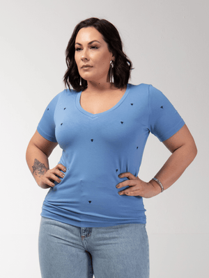 T-shirt Mini Corações Bordado - Divina Garota