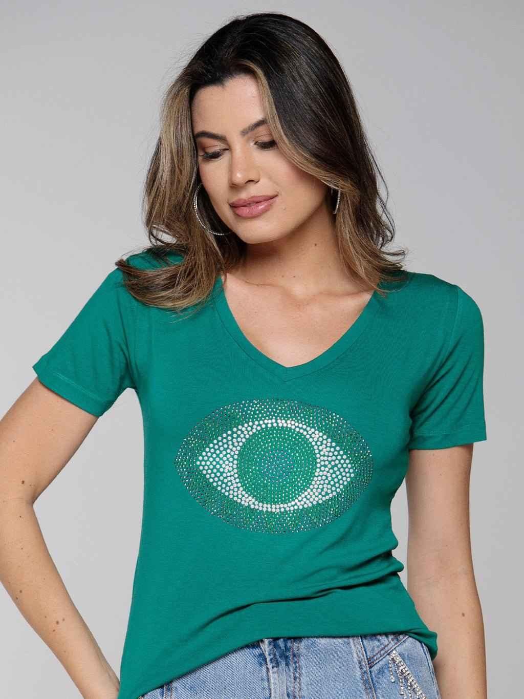 T-shirt Olho de Jade Strass