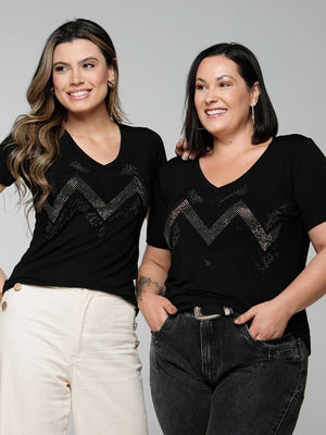 T-shirt Sintonia Strass - Divina Garota