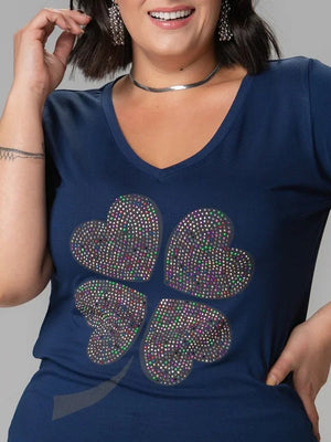 T-Shirt Trevo strass - Divina Garota