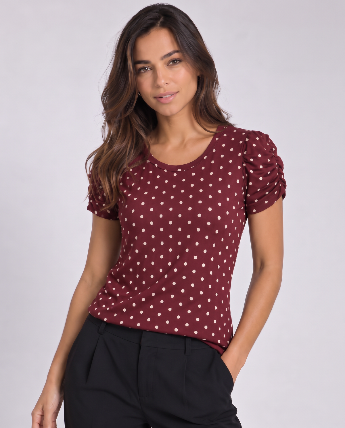 Blusa Bufante Poá Bordô