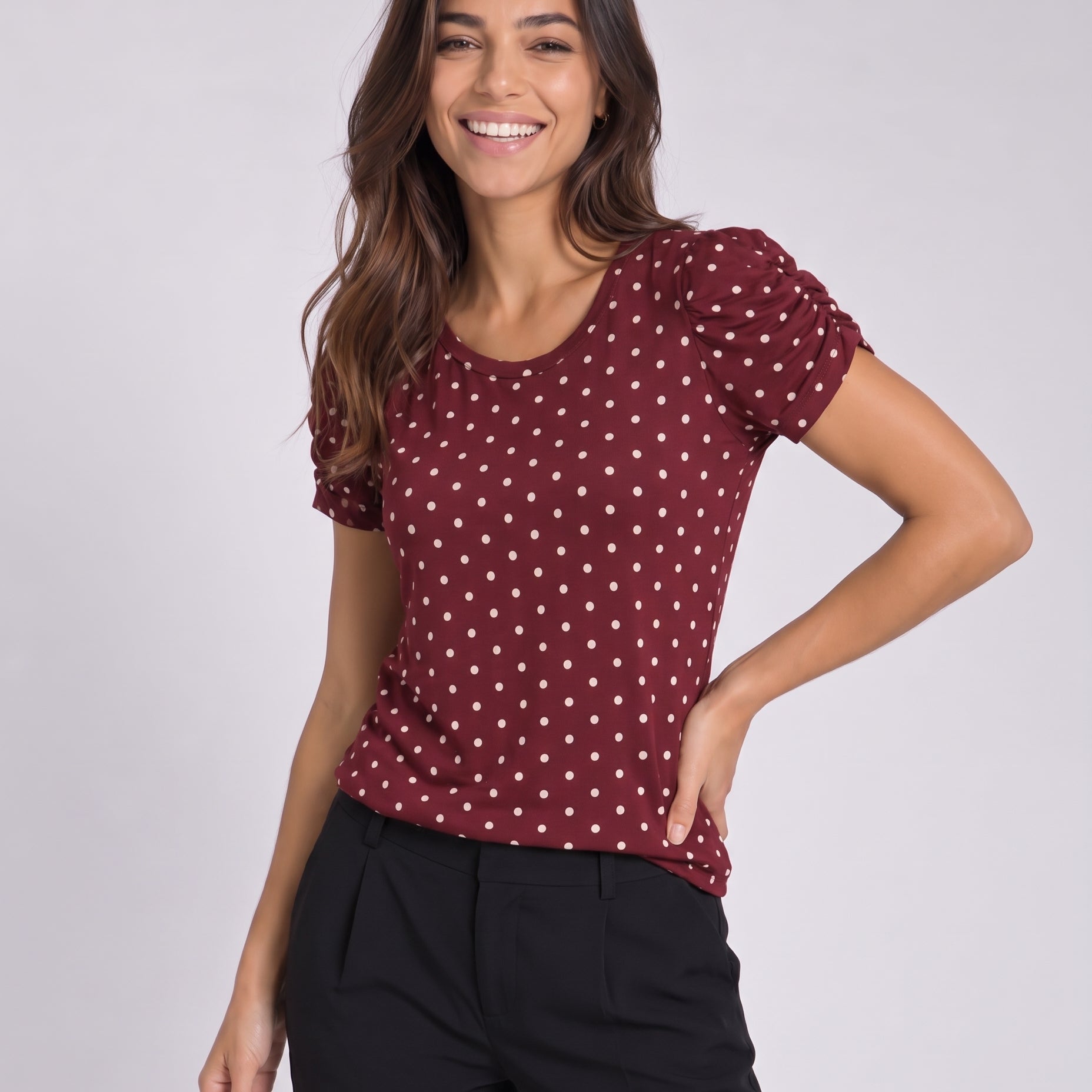 Blusa Bufante Poá Bordô