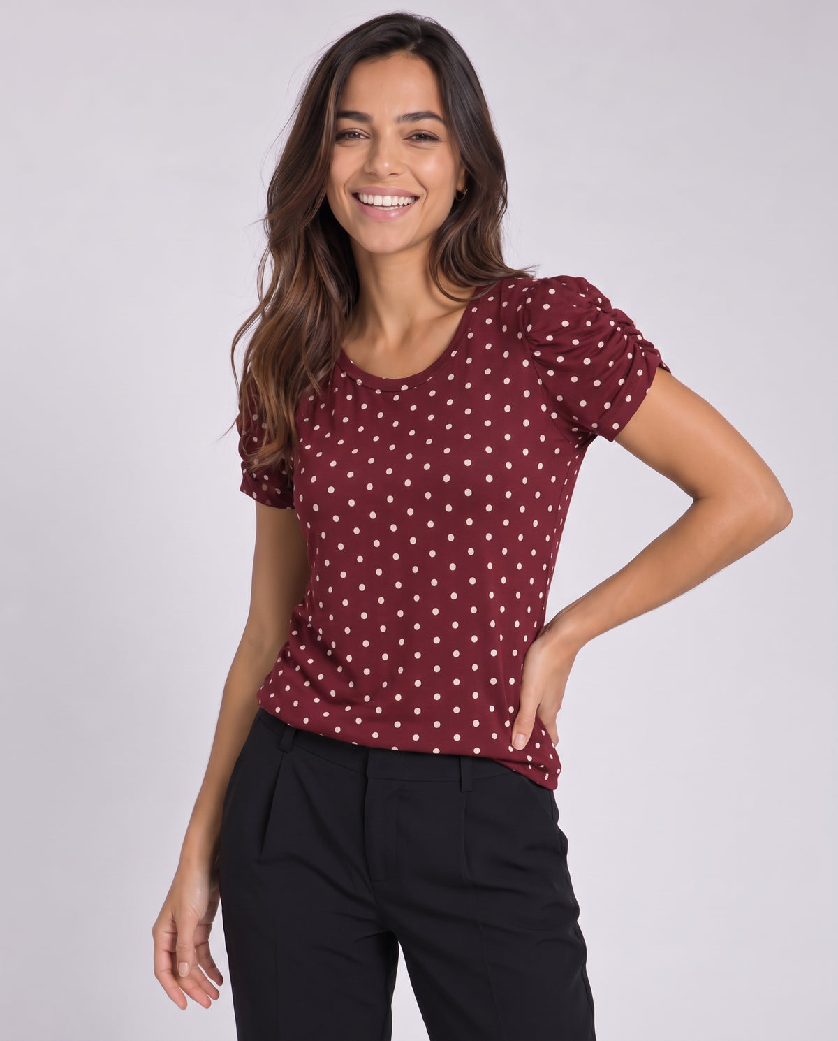 Blusa Bufante Poá Bordô