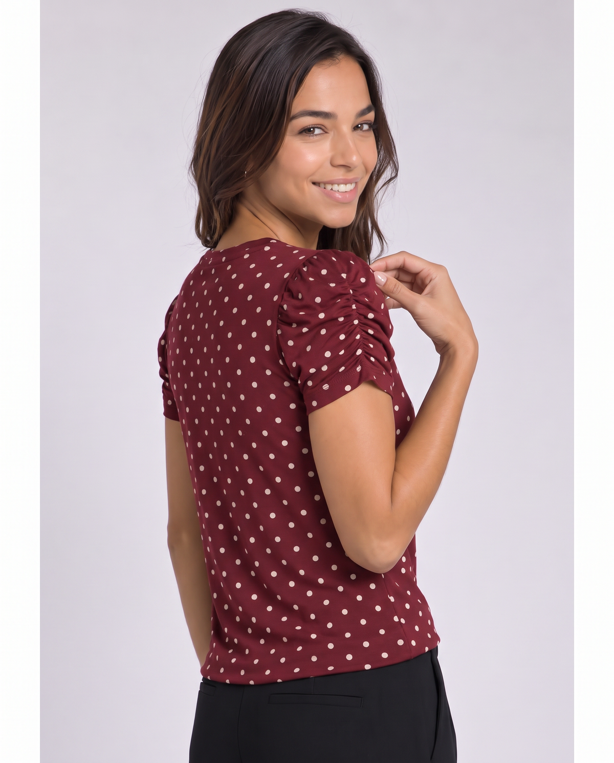 Blusa Bufante Poá Bordô