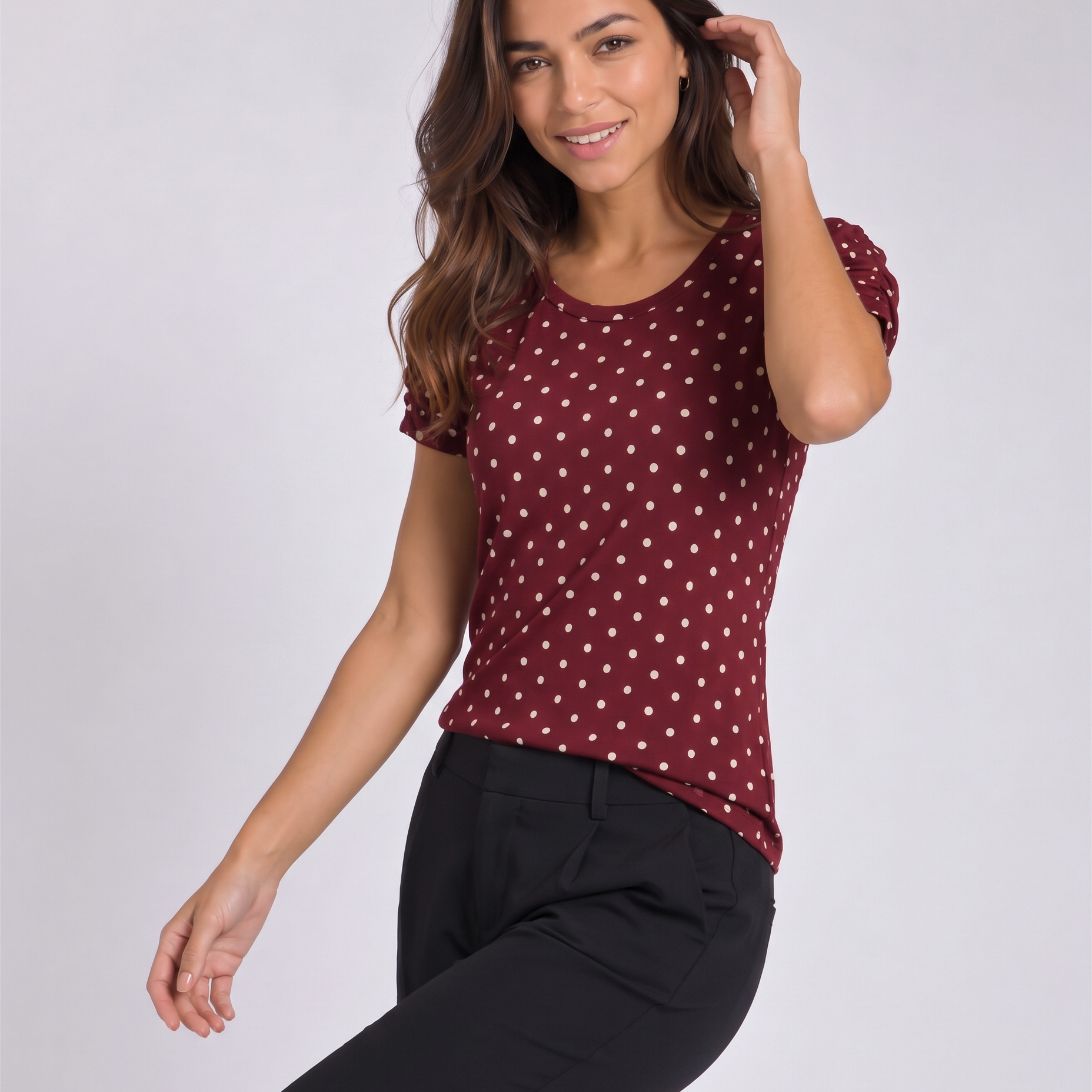 Blusa Bufante Poá Bordô