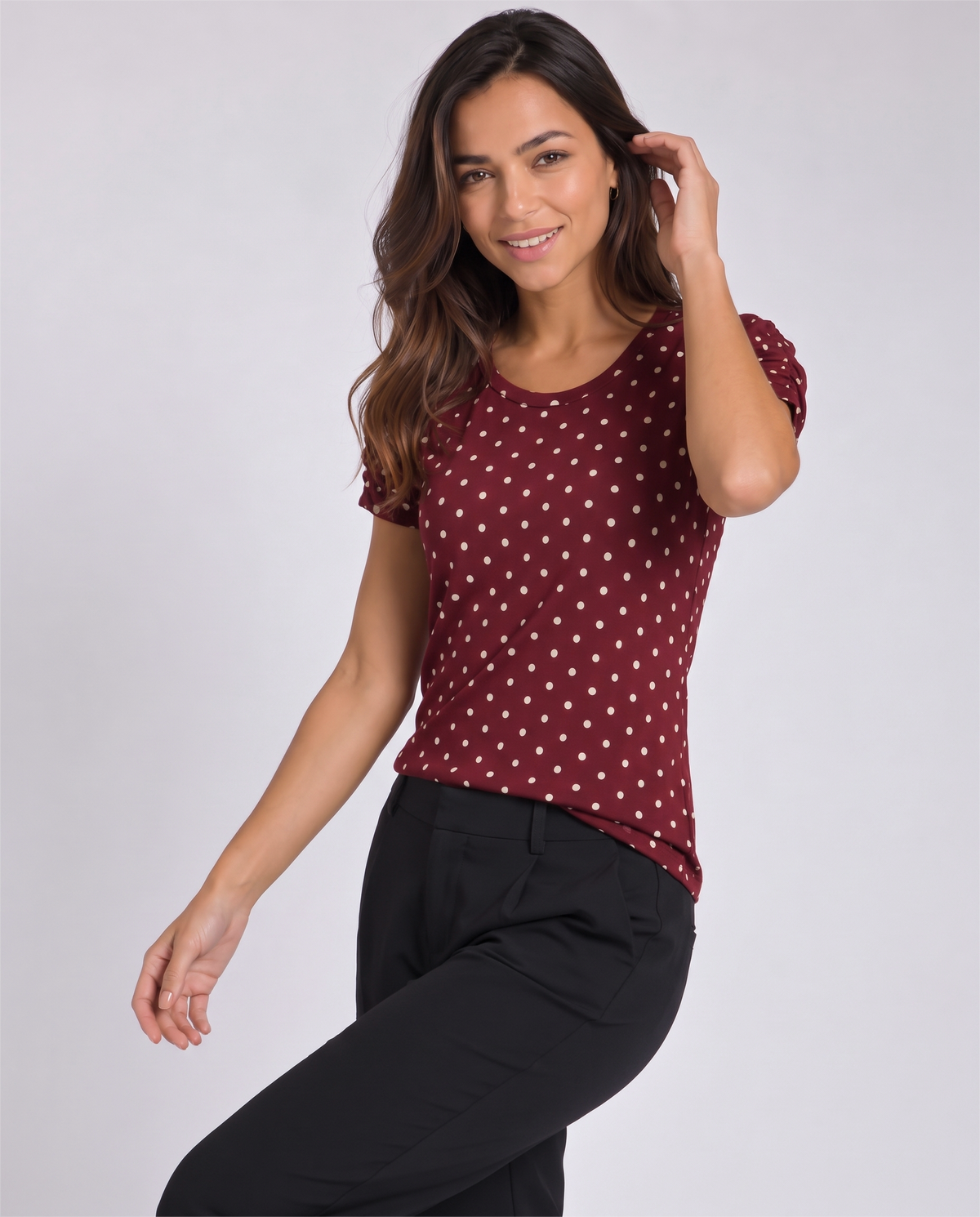 Blusa Bufante Poá Bordô